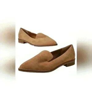 NWOB AQUATALIA Tan  Beige Suede Pointed Toe Loafers 37.5EU 7.5US Italy